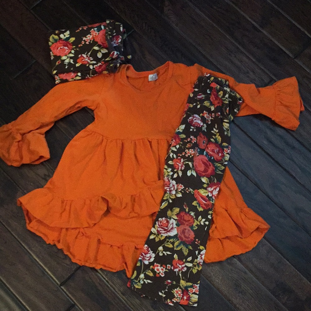 Girls boutique 3 piece set with scarf